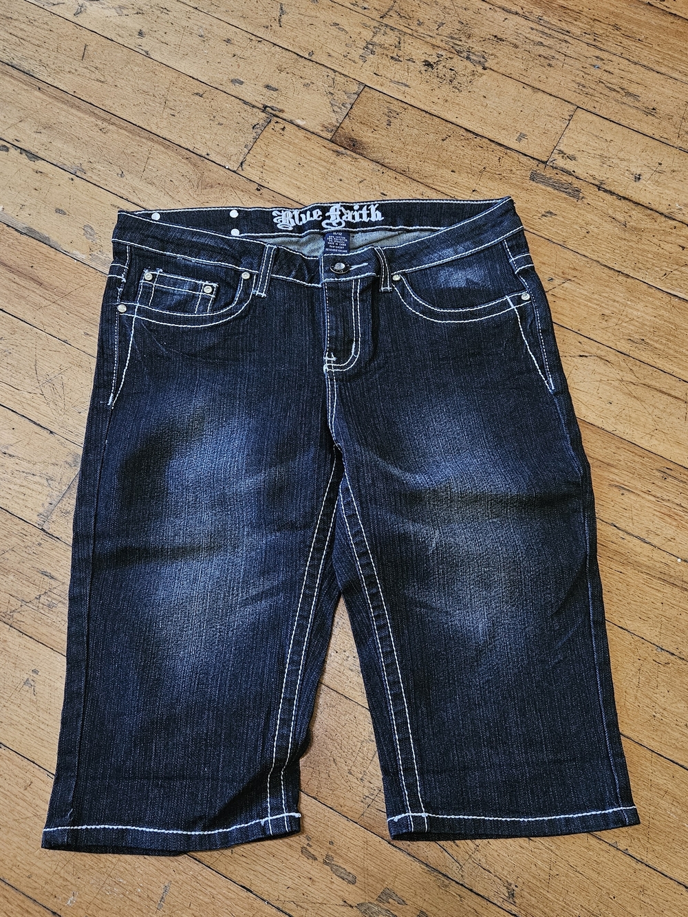 ​Blue Faith Denim Bermuda Shorts Women’s 11/12 Embellished Rhinestone Y2K